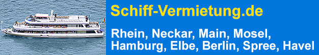 Schiff-Vermietung.de auf den schönsten Wasserstraßen Deutschlands! Mieten Sie Ihr Traumschiff auf Rhein, Neckar, Main und Mosel, in Hamburg auf Elbe und Alster oder in Berlin auf Spree und Havel. Mit Schiff-mieten.de wird jede Charterfahrt zum Erlebnis!